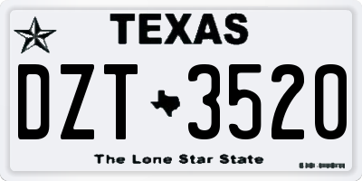 TX license plate DZT3520