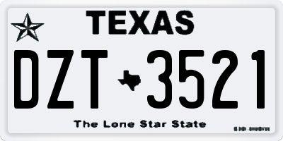 TX license plate DZT3521