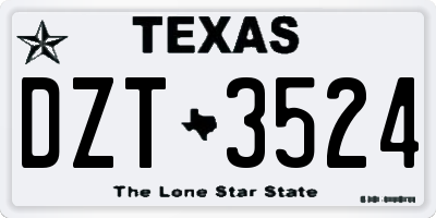 TX license plate DZT3524