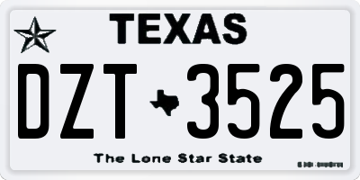 TX license plate DZT3525