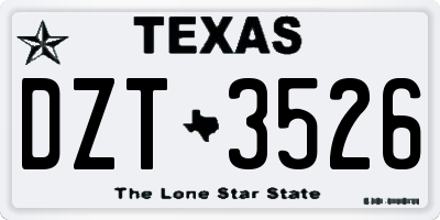 TX license plate DZT3526