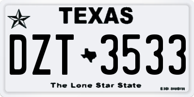 TX license plate DZT3533