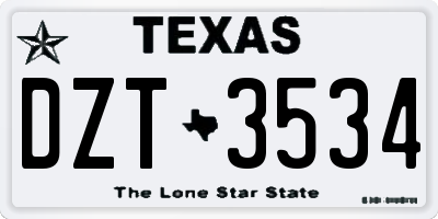 TX license plate DZT3534