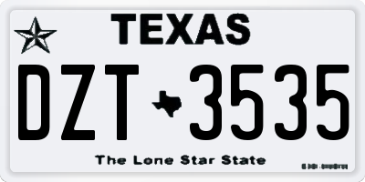 TX license plate DZT3535