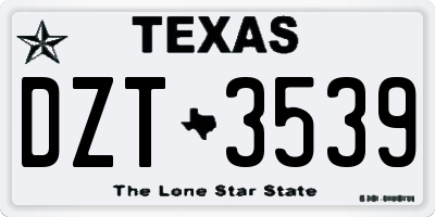 TX license plate DZT3539