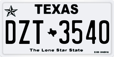 TX license plate DZT3540