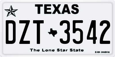 TX license plate DZT3542