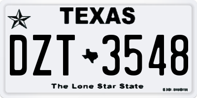 TX license plate DZT3548