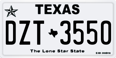 TX license plate DZT3550