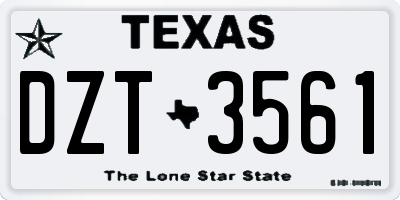 TX license plate DZT3561