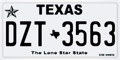 TX license plate DZT3563