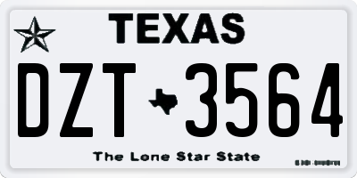 TX license plate DZT3564