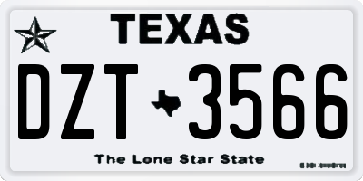 TX license plate DZT3566