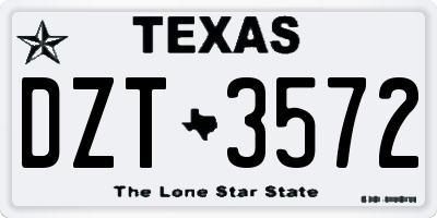 TX license plate DZT3572