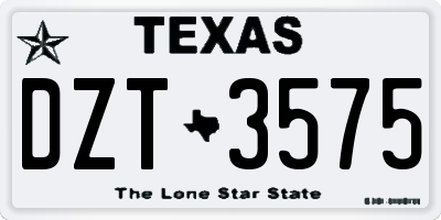 TX license plate DZT3575