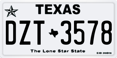 TX license plate DZT3578