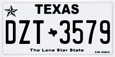 TX license plate DZT3579