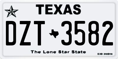 TX license plate DZT3582