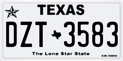 TX license plate DZT3583