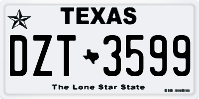 TX license plate DZT3599