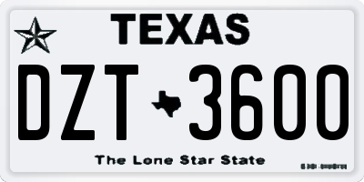 TX license plate DZT3600