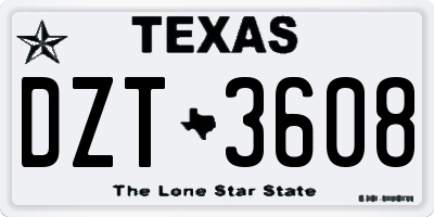 TX license plate DZT3608