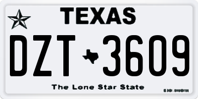 TX license plate DZT3609
