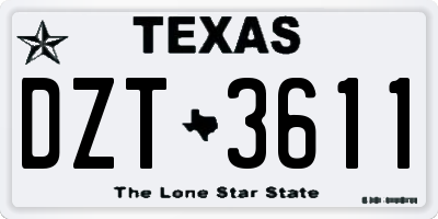 TX license plate DZT3611