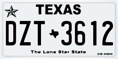TX license plate DZT3612