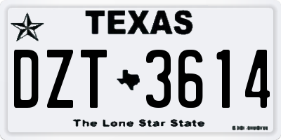 TX license plate DZT3614