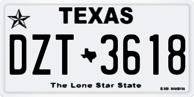 TX license plate DZT3618