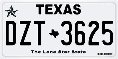 TX license plate DZT3625