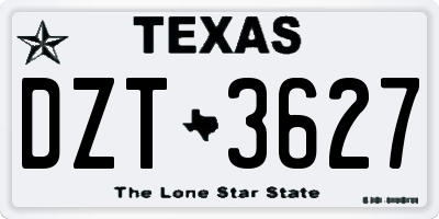 TX license plate DZT3627