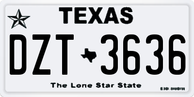 TX license plate DZT3636