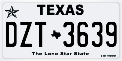 TX license plate DZT3639