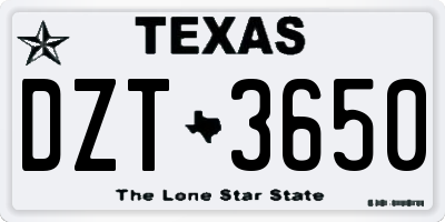 TX license plate DZT3650