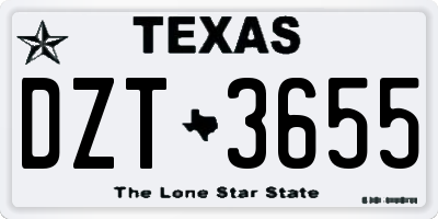TX license plate DZT3655