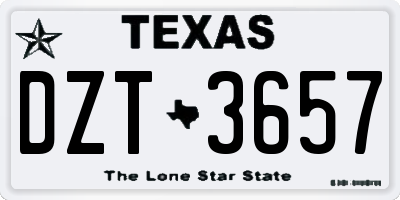 TX license plate DZT3657