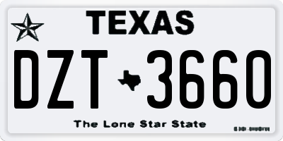 TX license plate DZT3660