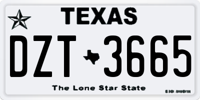 TX license plate DZT3665