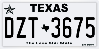TX license plate DZT3675
