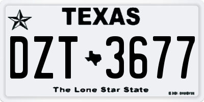 TX license plate DZT3677