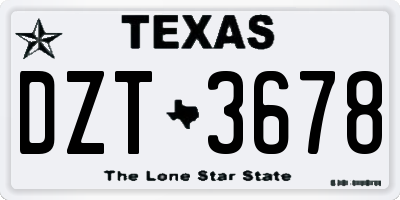 TX license plate DZT3678