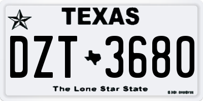 TX license plate DZT3680