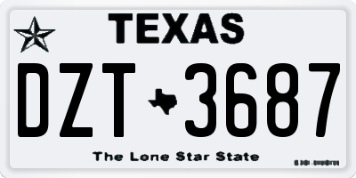 TX license plate DZT3687