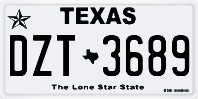 TX license plate DZT3689