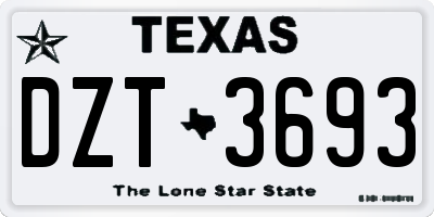 TX license plate DZT3693