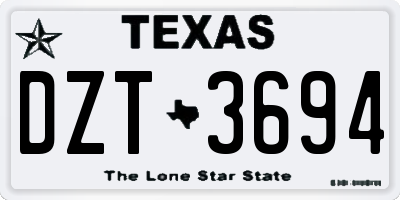 TX license plate DZT3694