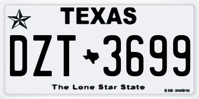 TX license plate DZT3699