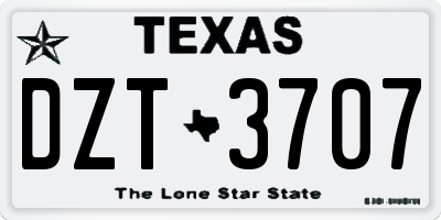 TX license plate DZT3707